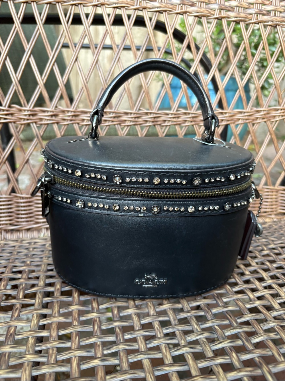 Coach x Selena Gomez Trail Bag Black Leather w/ Crystal Embellishment - Picture 3 of 14